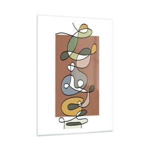 Cuadro sobre vidrio - Impresiones sobre Vidrio - Abstracción colorida con una línea negra sobre un fondo marrón. - 50x70cm - Una abstracción por la que vale la pena sonreír - Decoración de pared moderna para salón y dormitorio ARTTOR