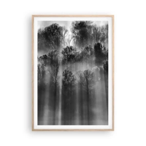 Póster en marco roble claro - En los flujos de luz - 70x100 cm