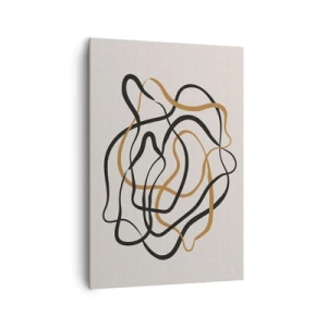 Cuadro sobre lienzo - Impresión de Imagen - Líneas enredadas en negro y dorado sobre un fondo claro. - 70x100cm - Todo ha salido mal - Decoración de pared moderna para salón y dormitorio ARTTOR