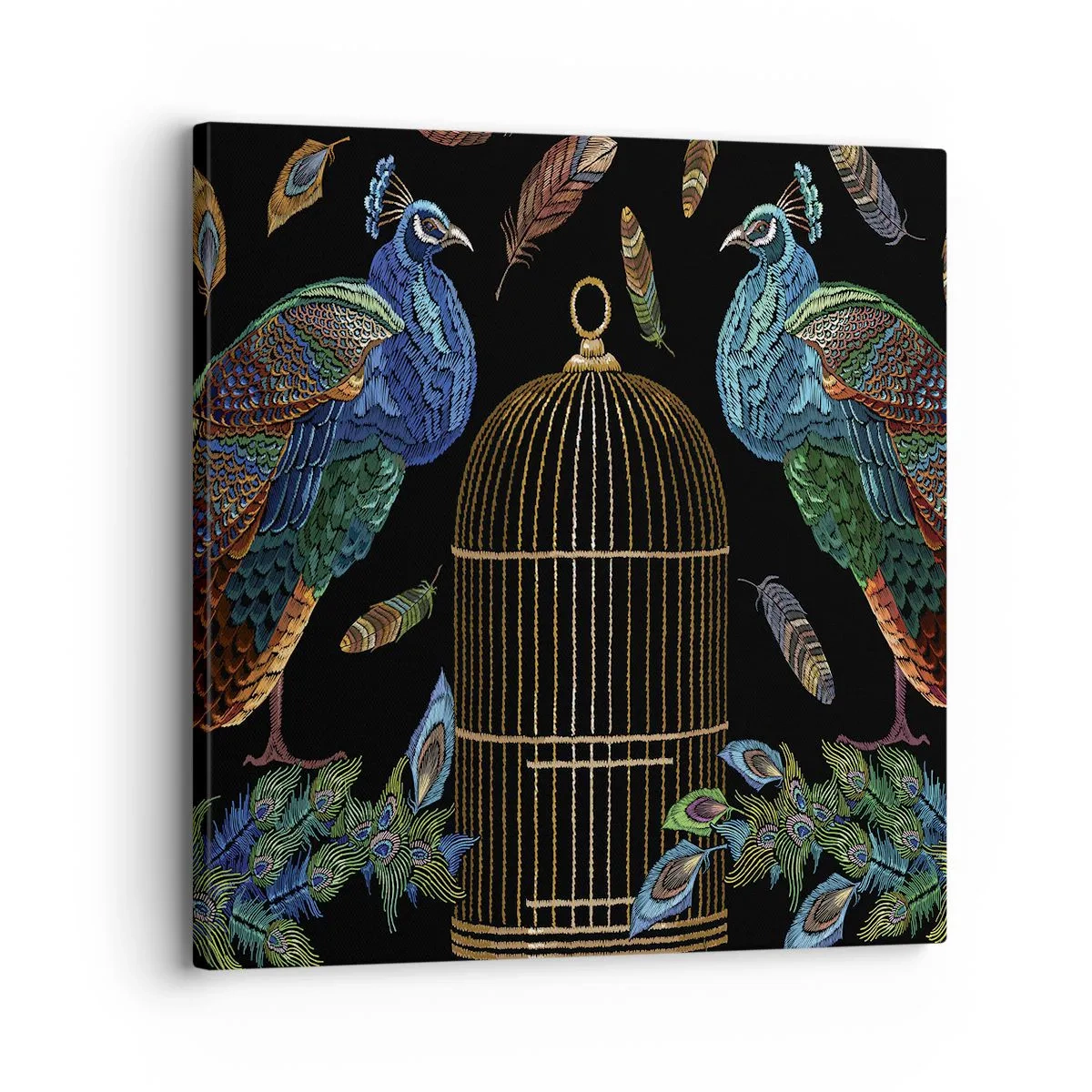 Cuadro sobre lienzo - Impresión de Imagen - Con plumajes reales - 30x30 cm