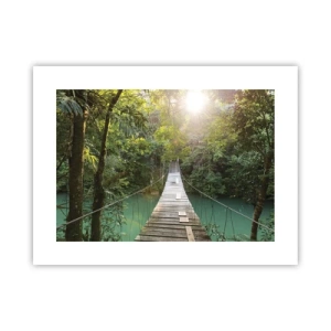 Póster - Sobre el agua azul hacia el bosque - 40x30 cm