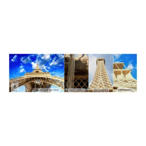 Muestra de fotomural Premium Sand - Alcanzando el cielo y las nubes - Ciudad, París, Torre Eiffel - 100x30 cm