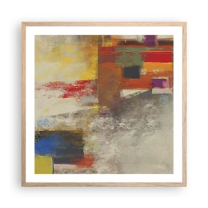 Póster en marco roble claro - Geometría de color - 60x60 cm