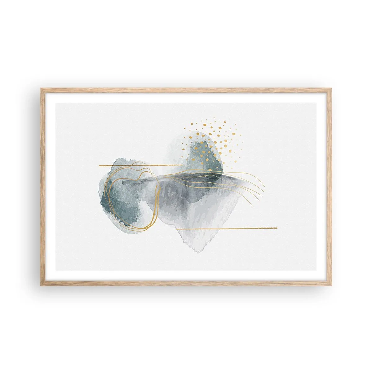 Póster en marco roble claro - Sobre la relación entre el gris y el oro - 91x61 cm