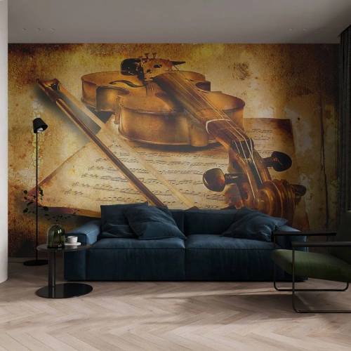 Fotomural Autadhesivo Deluxe Sticker - Se necesita un virtuoso de inmediato - Violín, Música, Notas musicales - 500x350 cm