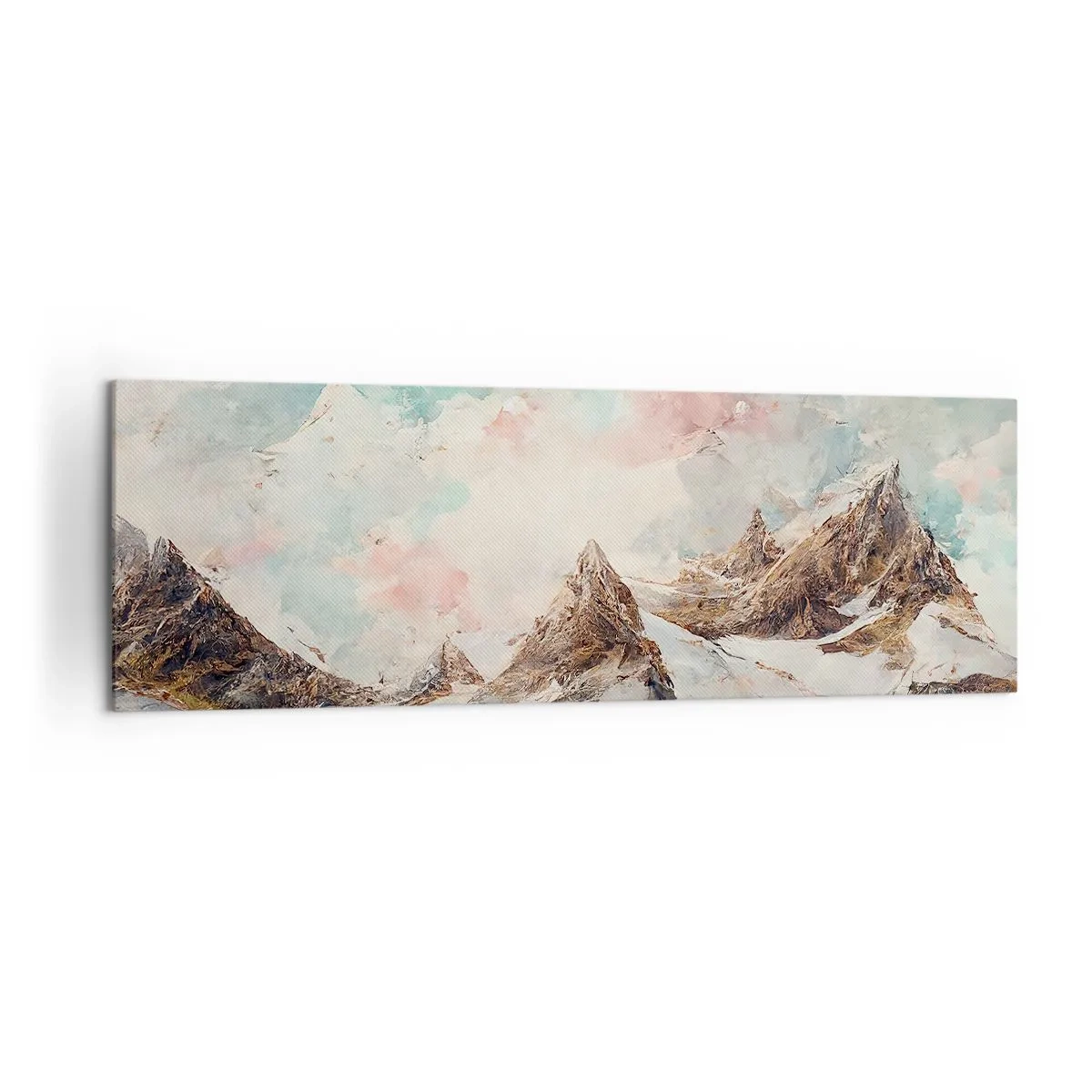Cuadro sobre lienzo - Impresión de Imagen - Montañas pintorescas con cielos pastel - 160x50cm - Filos rocosos - Decoración de pared moderna para salón y dormitorio ARTTOR