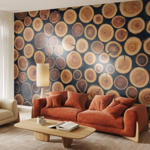 Fotomural Premium Canvas - ¿Qué edad tengo? - Tronco de arbol, Bosque, Pedazo - 350x256 cm