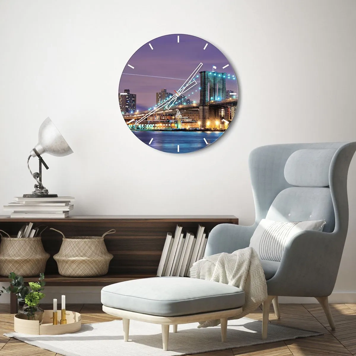 Reloj de pared - Reloj de vidrio - Durante muchos años, el puente de Brooklyn - 40x40 cm