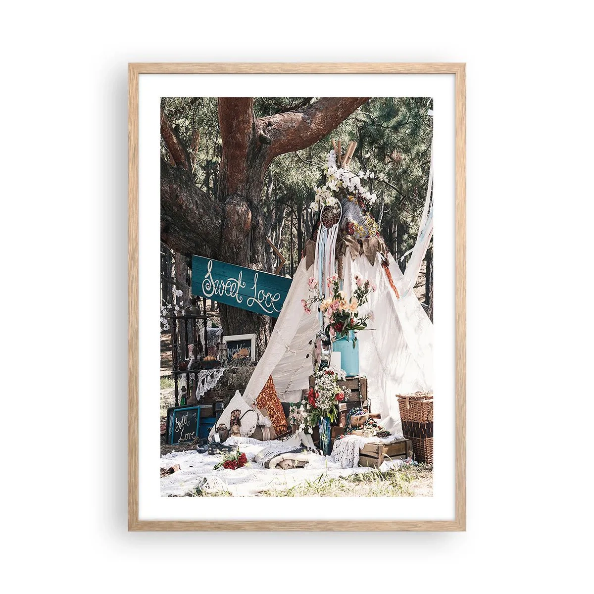 Póster en marco roble claro - Amor exótico - 50x70 cm