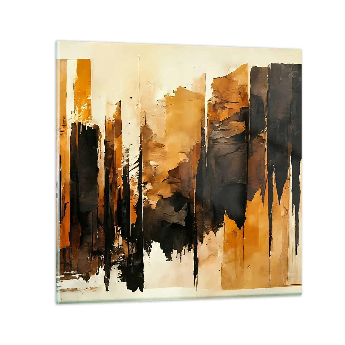 Cuadro sobre vidrio - Impresiones sobre Vidrio - Armonía de negro y oro - 30x30 cm