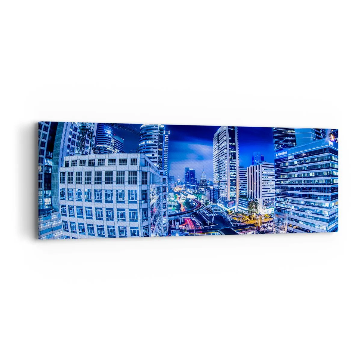 Cuadro sobre lienzo - Impresión de Imagen - Ritmos de la ciudad nocturna - 90x30 cm