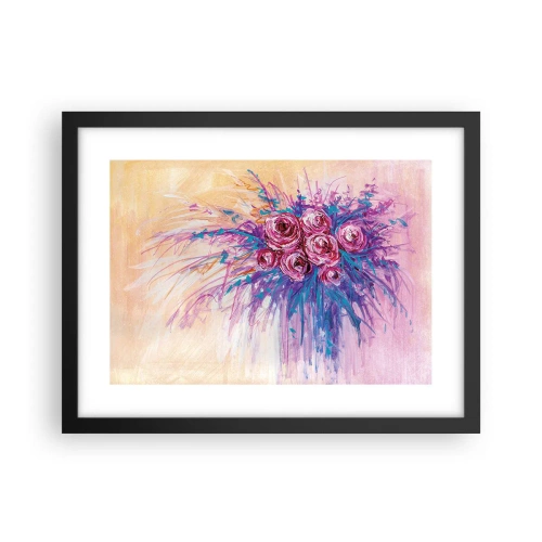 Póster en marco negro - Fuente de rosas - 40x30 cm