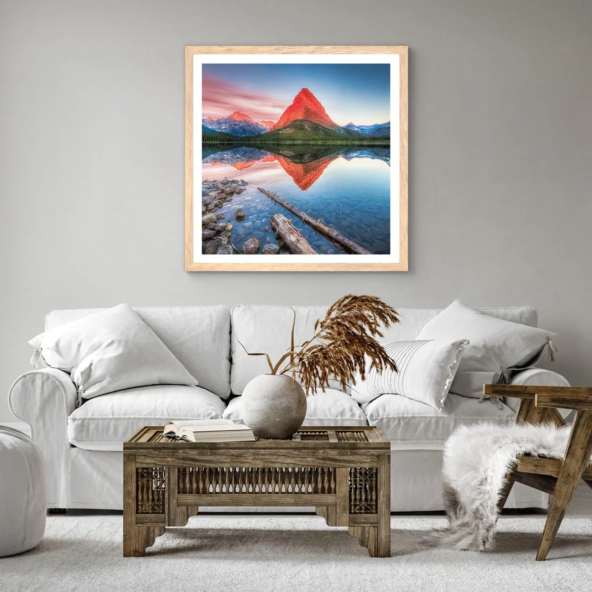 Póster en marco roble claro - Cálido y frío - 60x60 cm