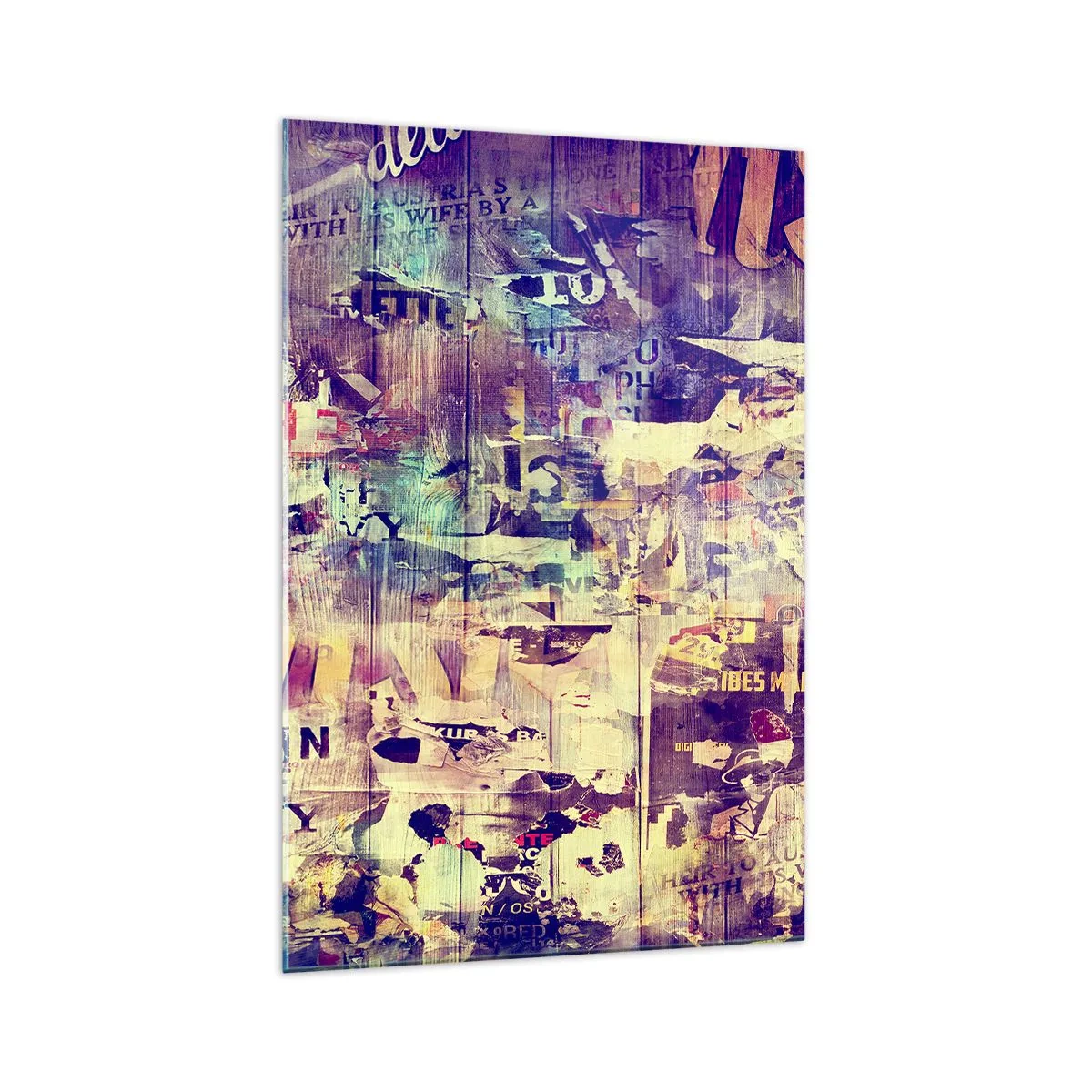 Cuadro sobre vidrio - Impresiones sobre Vidrio - Collage abstracto colorido con texto y gráficos. - 70x100cm - Y eso es todo lo que quedará - Decoración de pared moderna para salón y dormitorio ARTTOR