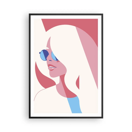 Póster en marco negro - Rubia frente al sol - 70x100 cm