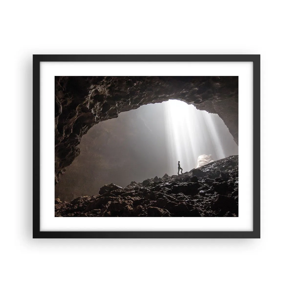 Póster en marco negro - Gruta luminosa - 50x40 cm