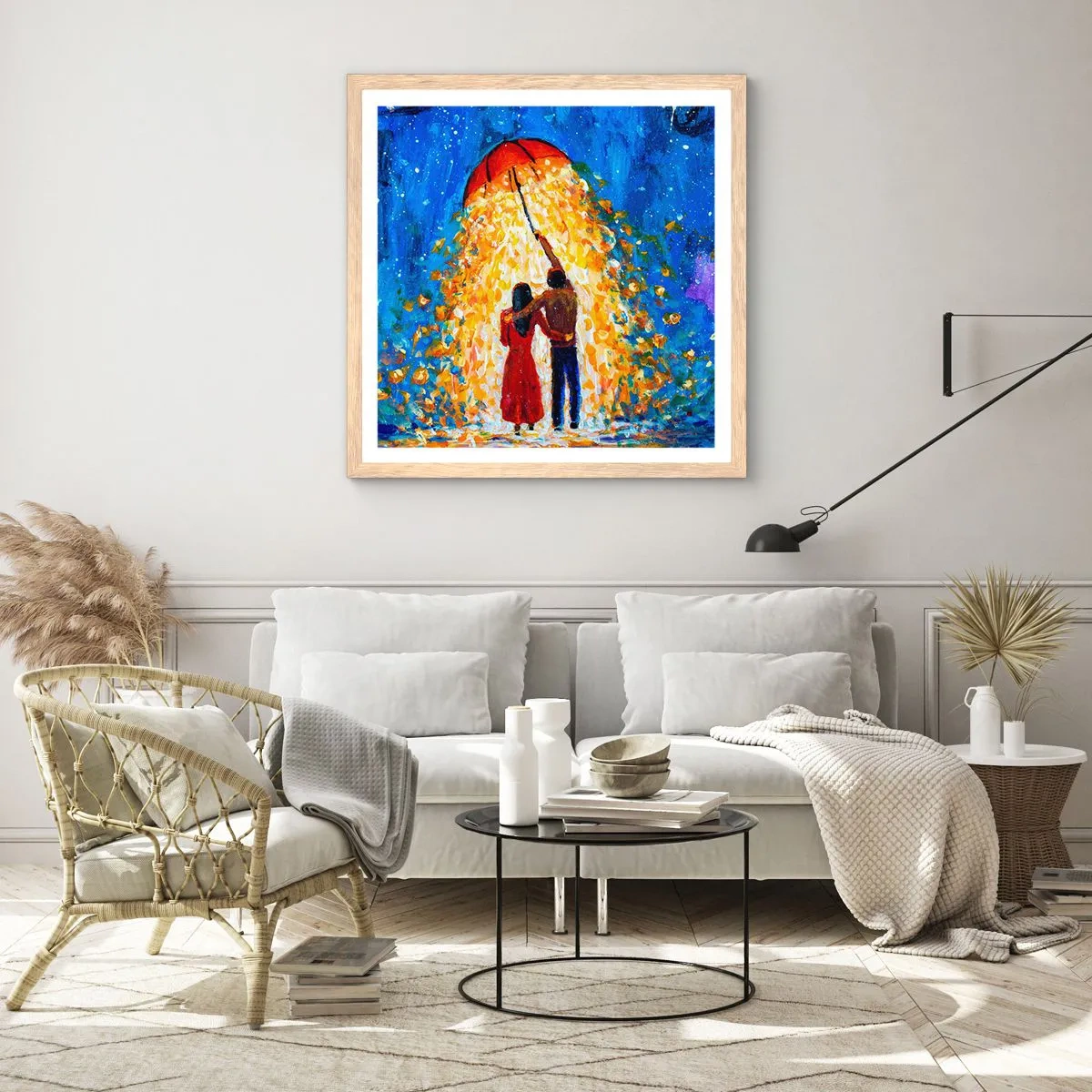 Póster en marco roble claro - La magia de una tarde lluviosa - 50x50 cm