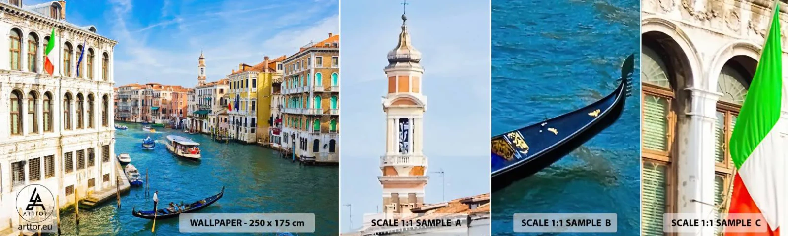 Muestra De Fotomural Standard Eco - Tráfico único en el mundo - Venecia, Arquitectura, canal Grande - 100x30 cm