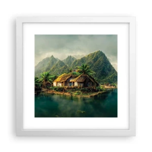 Póster en marco blanco - Paraíso tropical - 30x30 cm