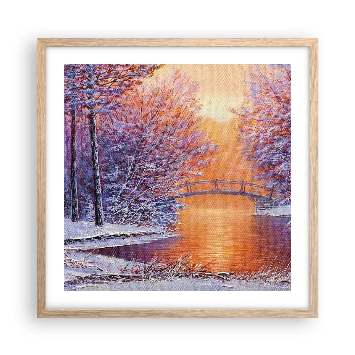 Póster en marco roble claro - Reunámonos aquí - 50x50 cm