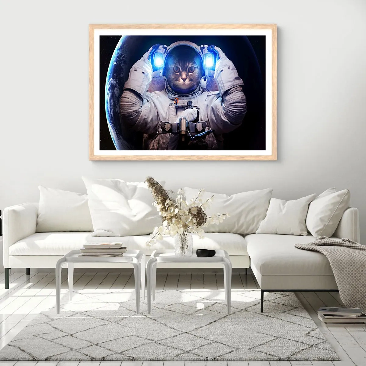 Póster en marco roble claro - Houston, tienes un problema. - 70x50 cm