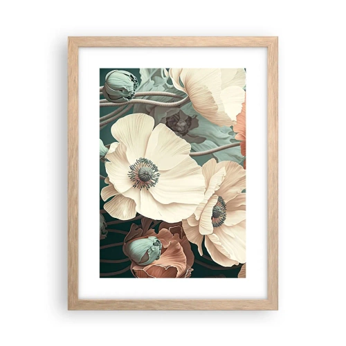Póster en marco roble claro - Susurro de amapolas - 30x40 cm