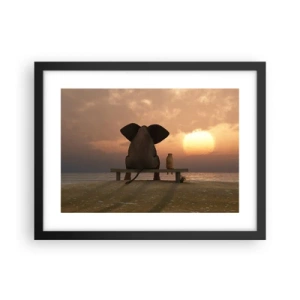 Póster en marco negro - Es bueno estar en silencio juntos - 40x30 cm