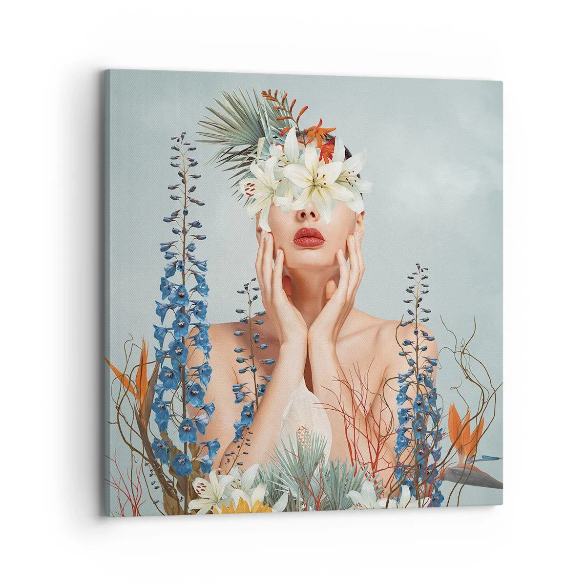 Cuadro sobre lienzo - Impresión de Imagen - Mujer-flor - 70x70 cm