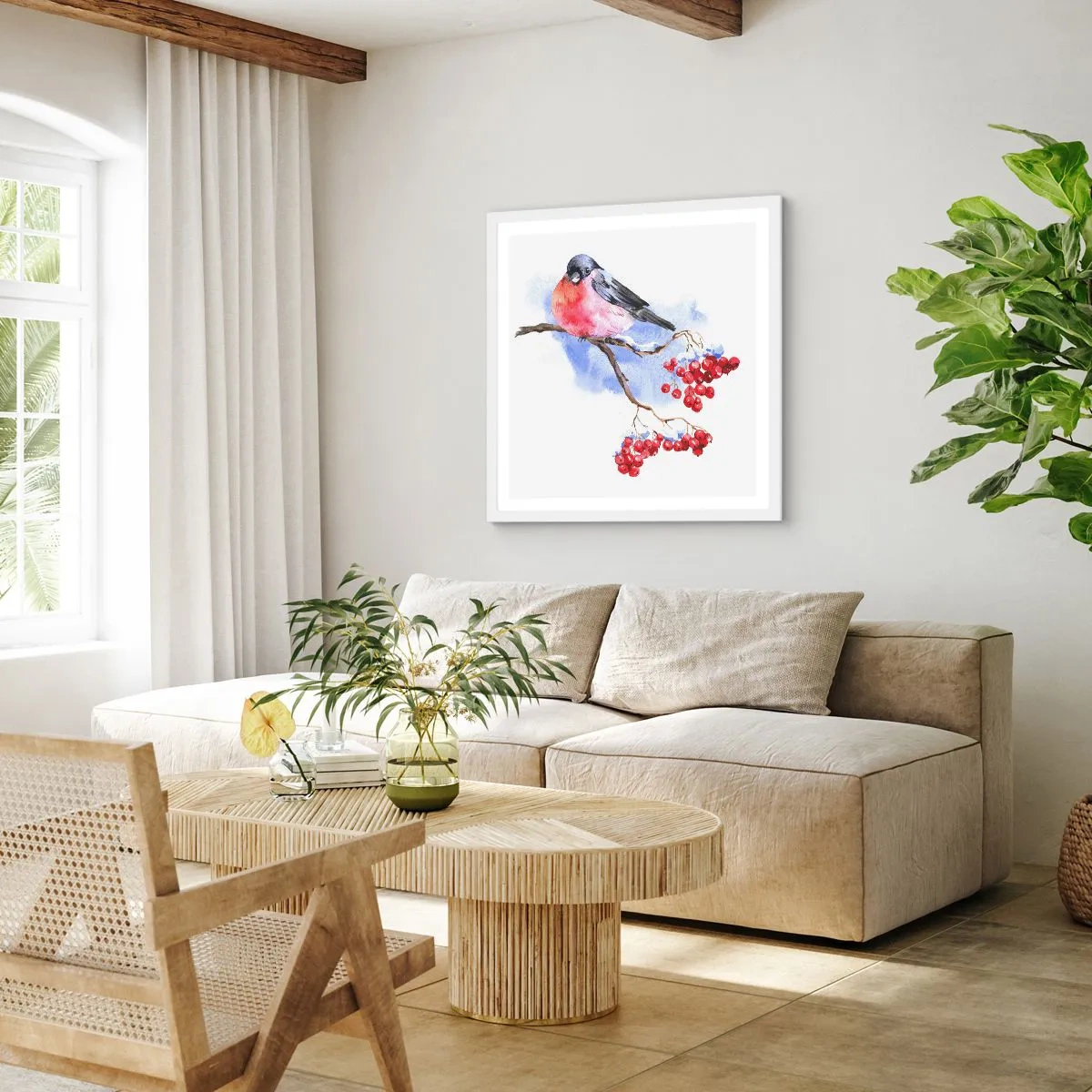 Póster en marco blanco - Invierno en color - 50x50 cm