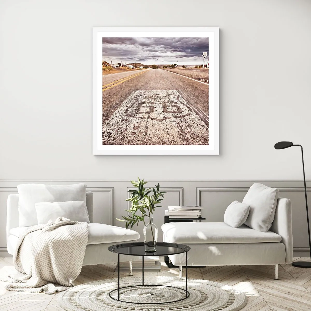 Póster en marco blanco - Mother Road: una leyenda americana - 50x50 cm
