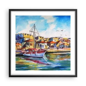 Póster en marco negro - Tarde de arco iris - 50x50 cm