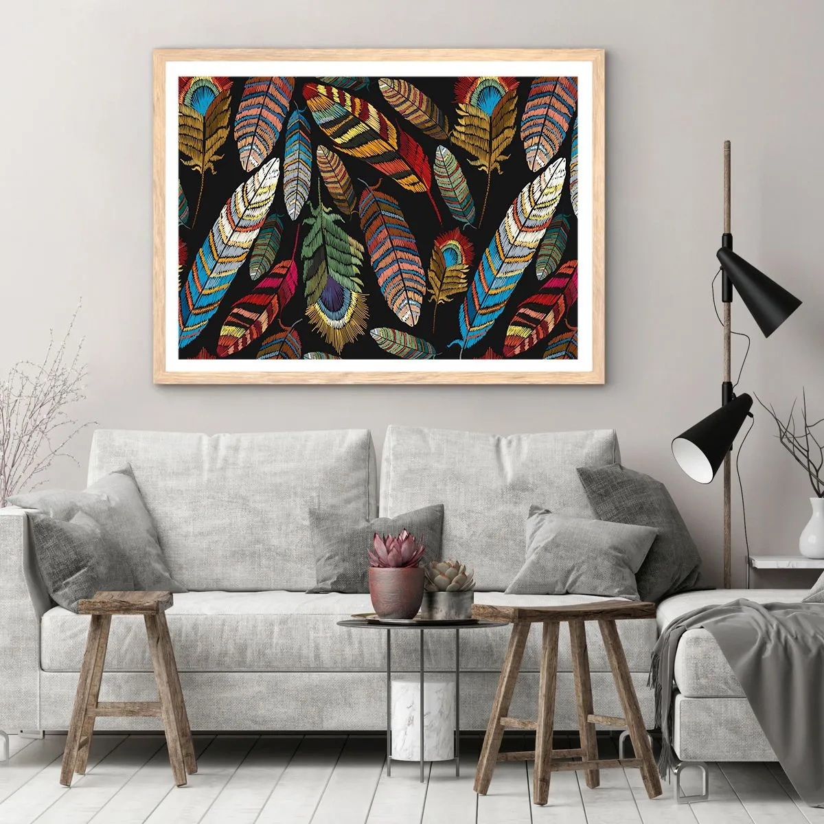 Póster en marco roble claro - Carnaval de las aves - 40x30 cm