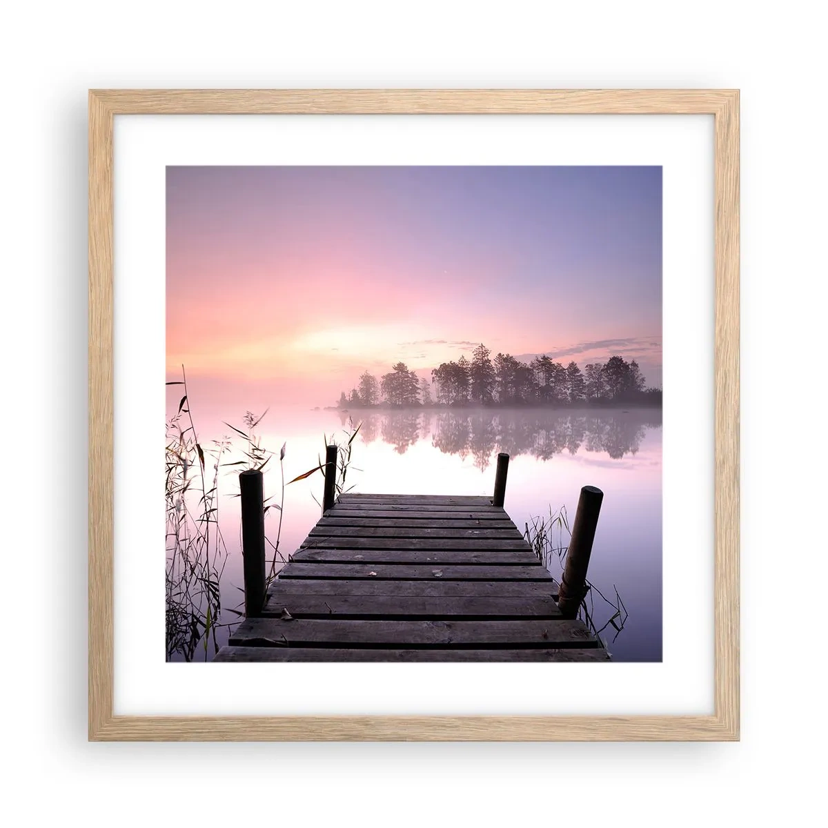 Póster en marco roble claro - De la niebla lila... - 40x40 cm