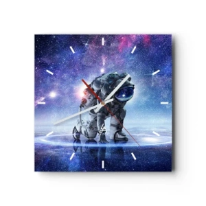 Reloj de pared - Reloj de vidrio - Astronauta en un paisaje galáctico - 30x30cm - Cielo estrellado sobre mí - Decoración de pared moderna para salón y dormitorio ARTTOR