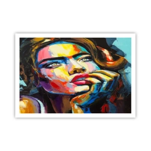Póster - Retrato colorido de una mujer en estilo expresionista. - 100x70cm - Sueños - Decoración de pared moderna para salón y dormitorio ARTTOR