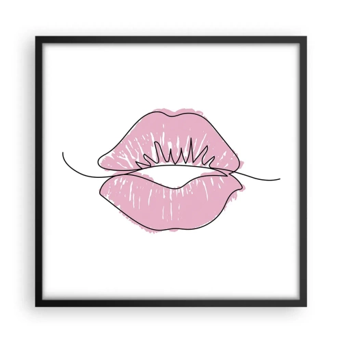 Póster en marco negro - ¿Listo para un beso? - 50x50 cm