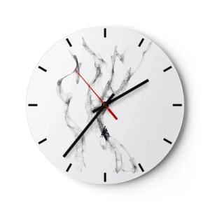 Reloj de pared - Reloj de vidrio - Líneas negras abstractas en una composición minimalista - 30x30cm - Hermosa y fuerte - Decoración de pared moderna para salón, cocina y dormitorio ARTTOR