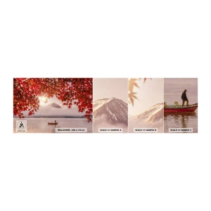 Muestra de fotomural autoadhesivo Deluxe Sticker - Estilo japonés - Paisaje, Lago, Japón - 100x30 cm