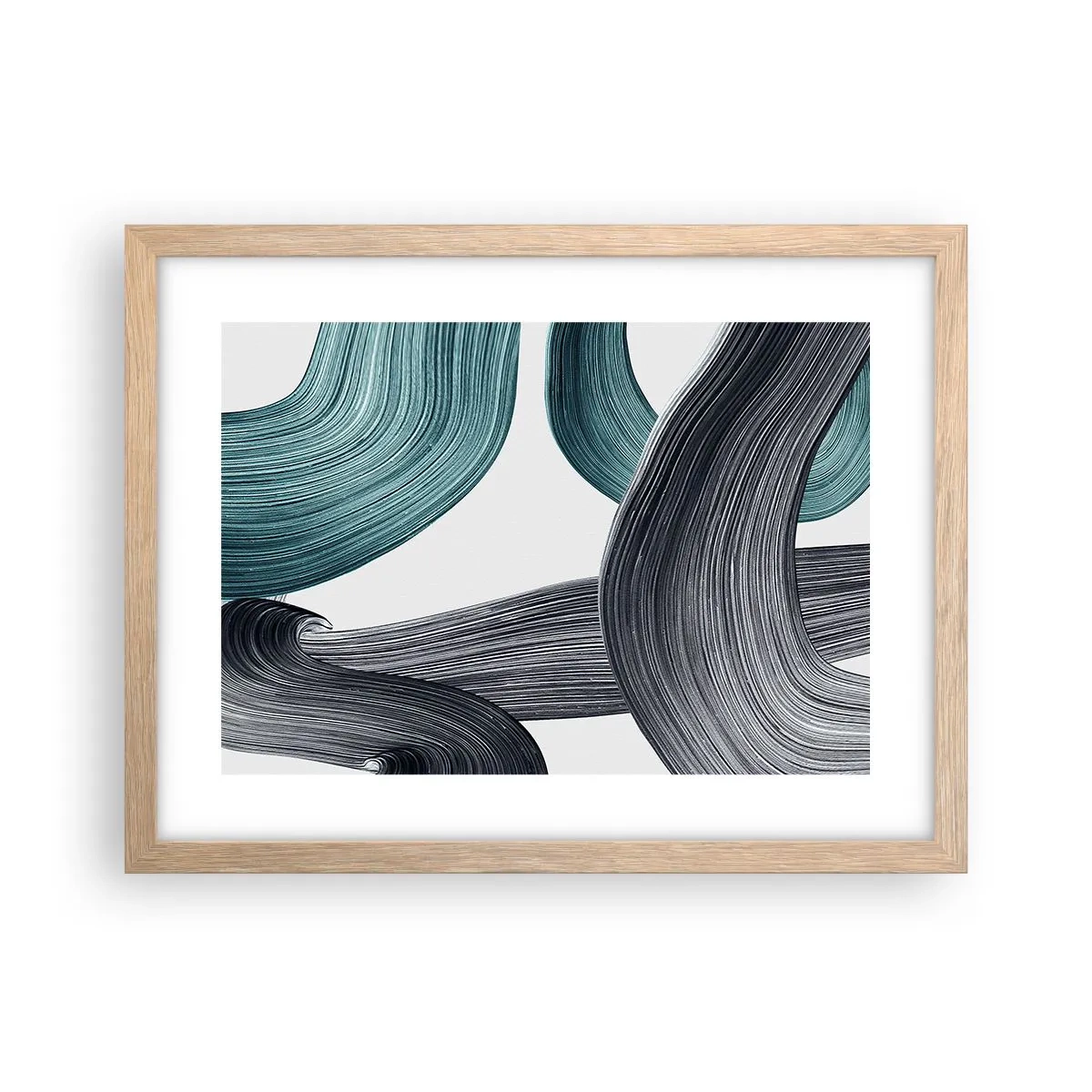 Póster en marco roble claro - Senderos esmeralda y negro - 40x30 cm