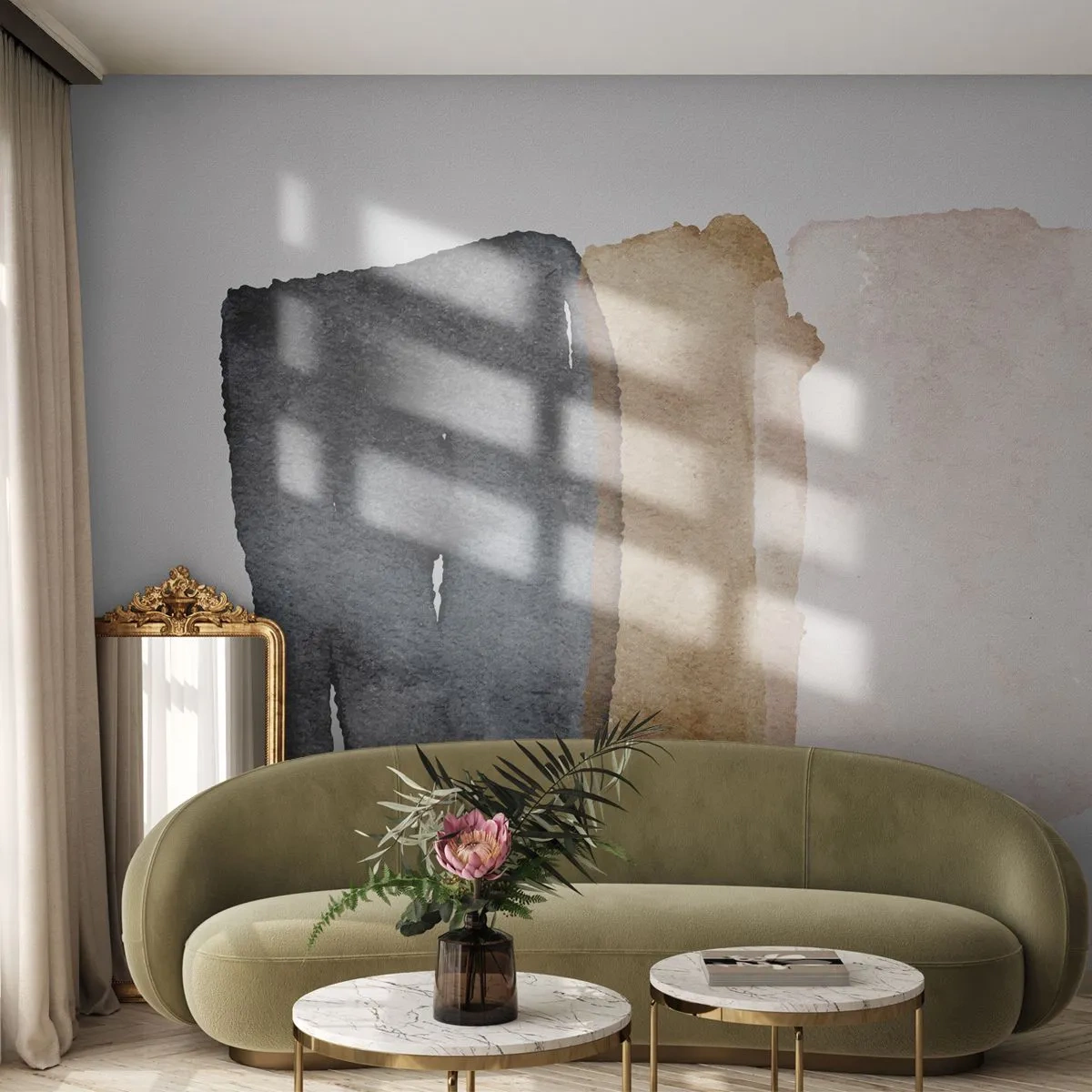 Fotomural Premium Canvas - Una composición minimalista de tres rectángulos en tonos tierra. - 100x70cm - Una composición de colores tierra - Decoración de pared moderna para salón y dormitorio ARTTOR