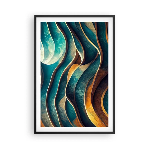 Póster en marco negro - Meandros de azul - 61x91 cm