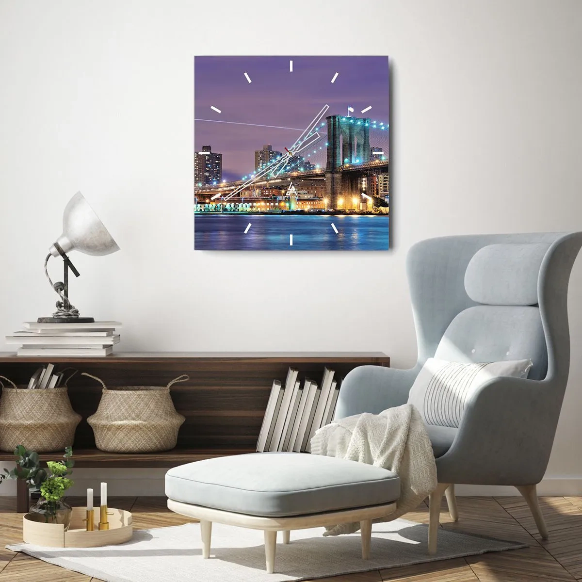 Reloj de pared - Reloj de vidrio - Durante muchos años, el puente de Brooklyn - 40x40 cm
