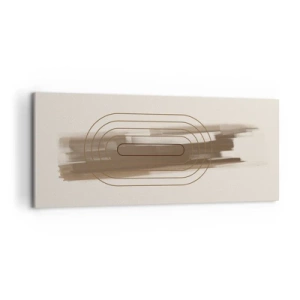 Cuadro sobre lienzo - Impresión de Imagen - Una composición minimalista en tonos beige y gris con un patrón geométrico. - 120x50cm - Un soplo de gris - Decoración de pared moderna para salón y dormitorio ARTTOR