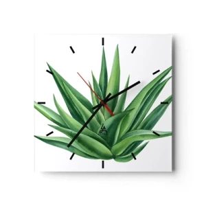 Reloj de pared - Reloj de vidrio - Verde - fuerza - vida - 40x40 cm