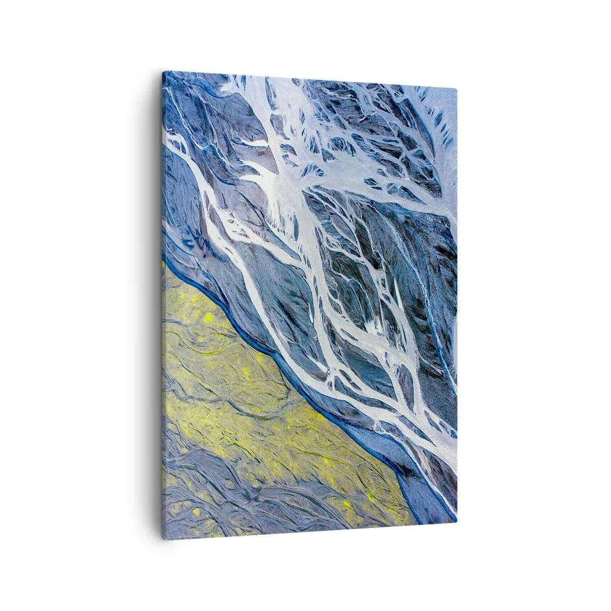 Cuadro sobre lienzo - Impresión de Imagen - Vista aérea abstracta de lechos de ríos serpenteantes - 50x70cm - Las pinturas rupestres de la naturaleza - Decoración de pared moderna para salón y dormitorio ARTTOR