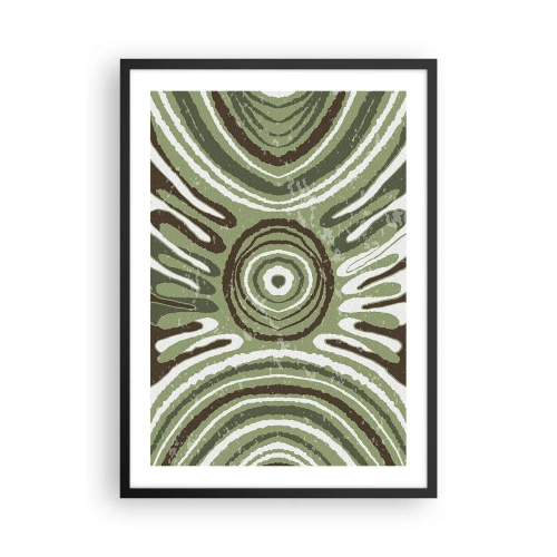 Póster en marco negro - Patrón abstracto simétrico en tonos verdes. - 50x70cm - Explosión de emociones - Decoración de pared moderna para salón y dormitorio ARTTOR