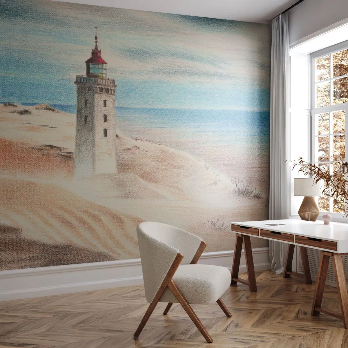 Fotomural Premium Canvas - Siempre mirando al mar - Faro, Playa, Mar - 250x175 cm