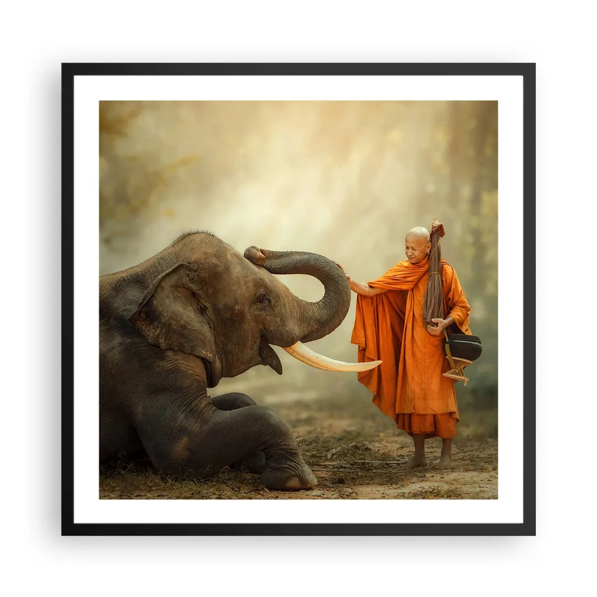 Póster en marco negro - Un encuentro en un viaje - 60x60 cm