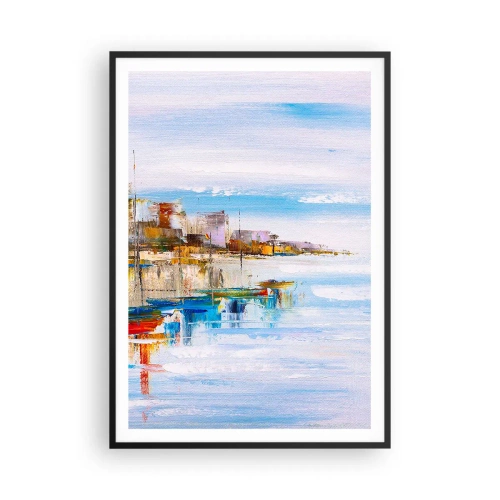 Póster en marco negro - Puerto urbano multicolor - 70x100 cm