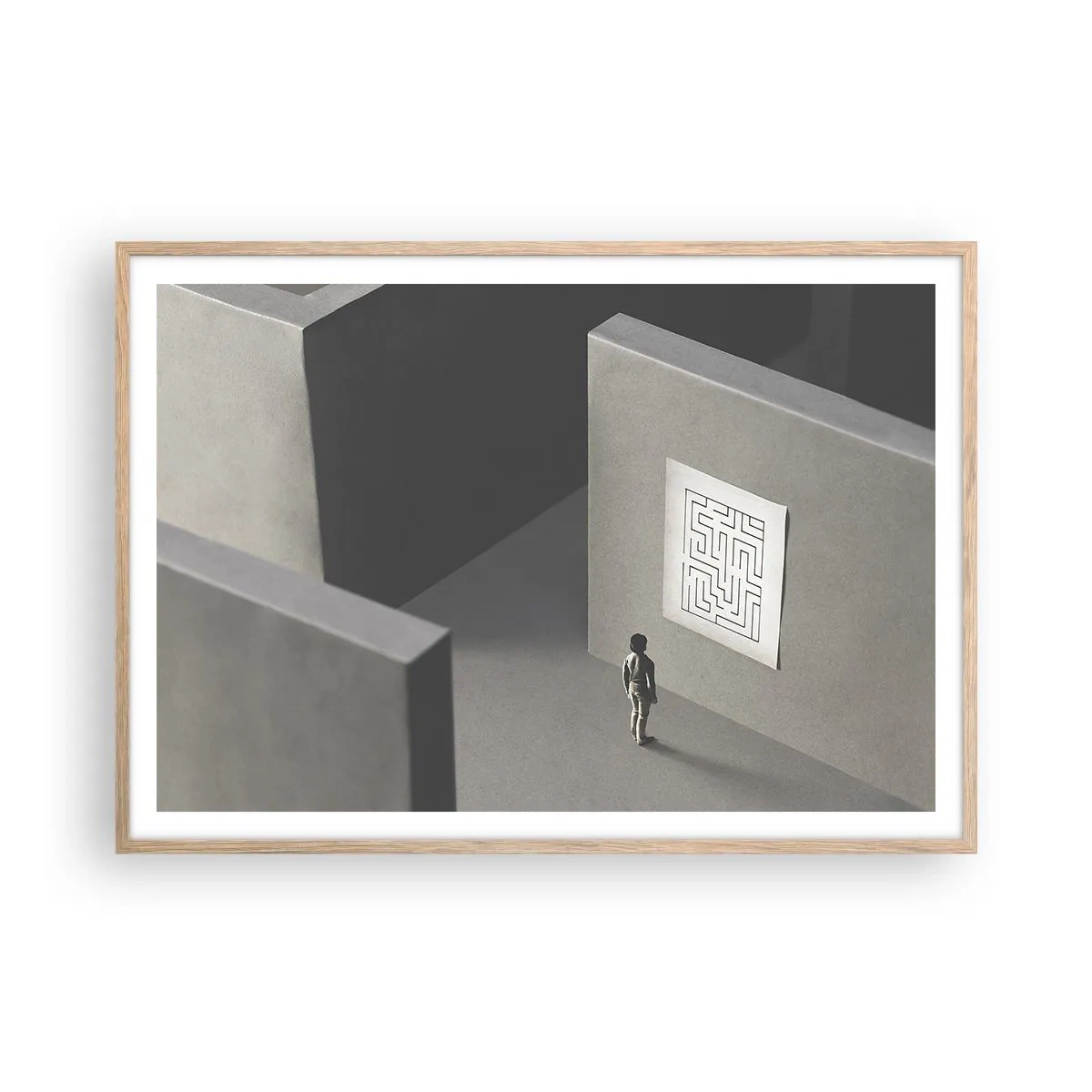 Póster en marco roble claro - ¿Pero dónde estoy? - 100x70 cm